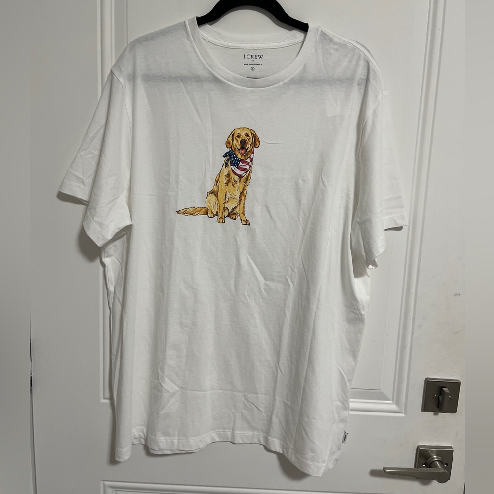 NWT - J. Crew “US Flag Dog” Adult Short Sleeve Tee - Men XL, XXL/Women XXL, 3XL